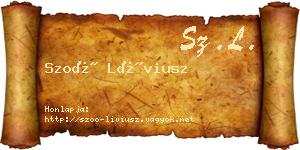 Szoó Líviusz névjegykártya
